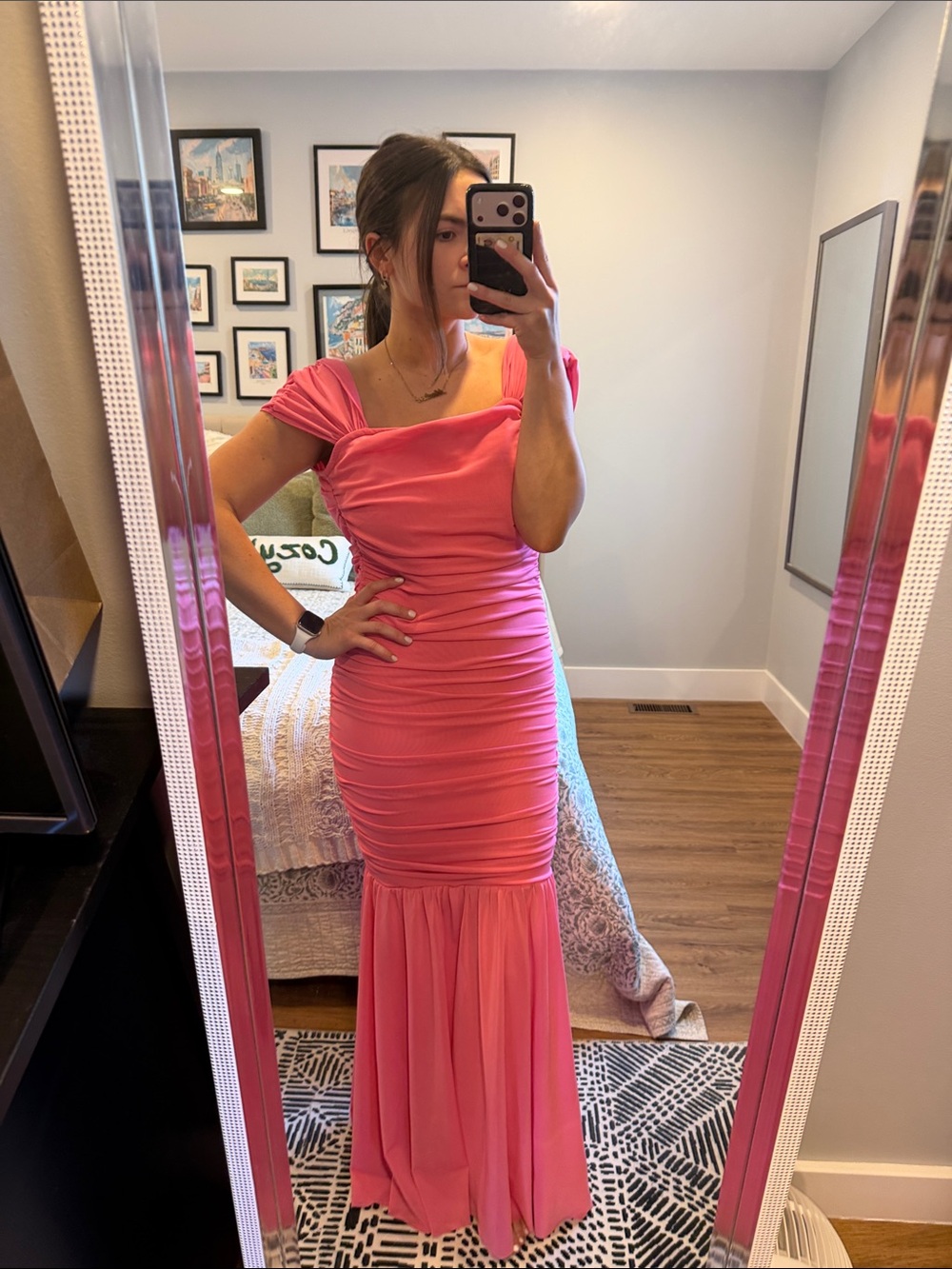 Elliatt Pink Ruched Gown Formal Dress